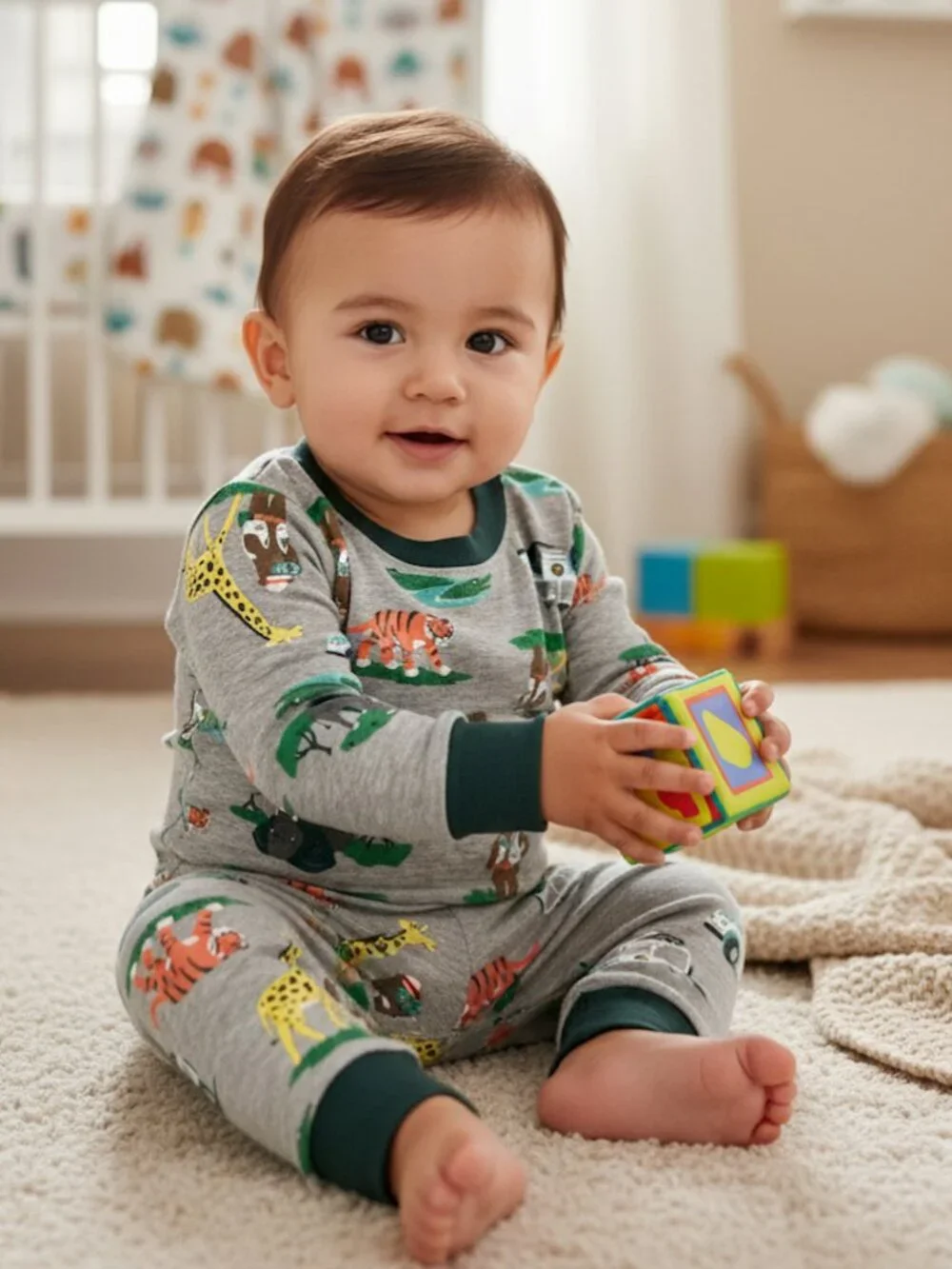 NWT Carter's 6M Jungle Safari 4-Piece Pajamas Set Green Tiger Giraffe Zoo PJs